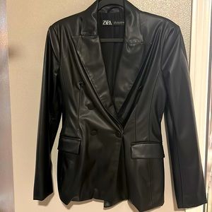 Zara Synthetic Leather Blazer. Size Small!
